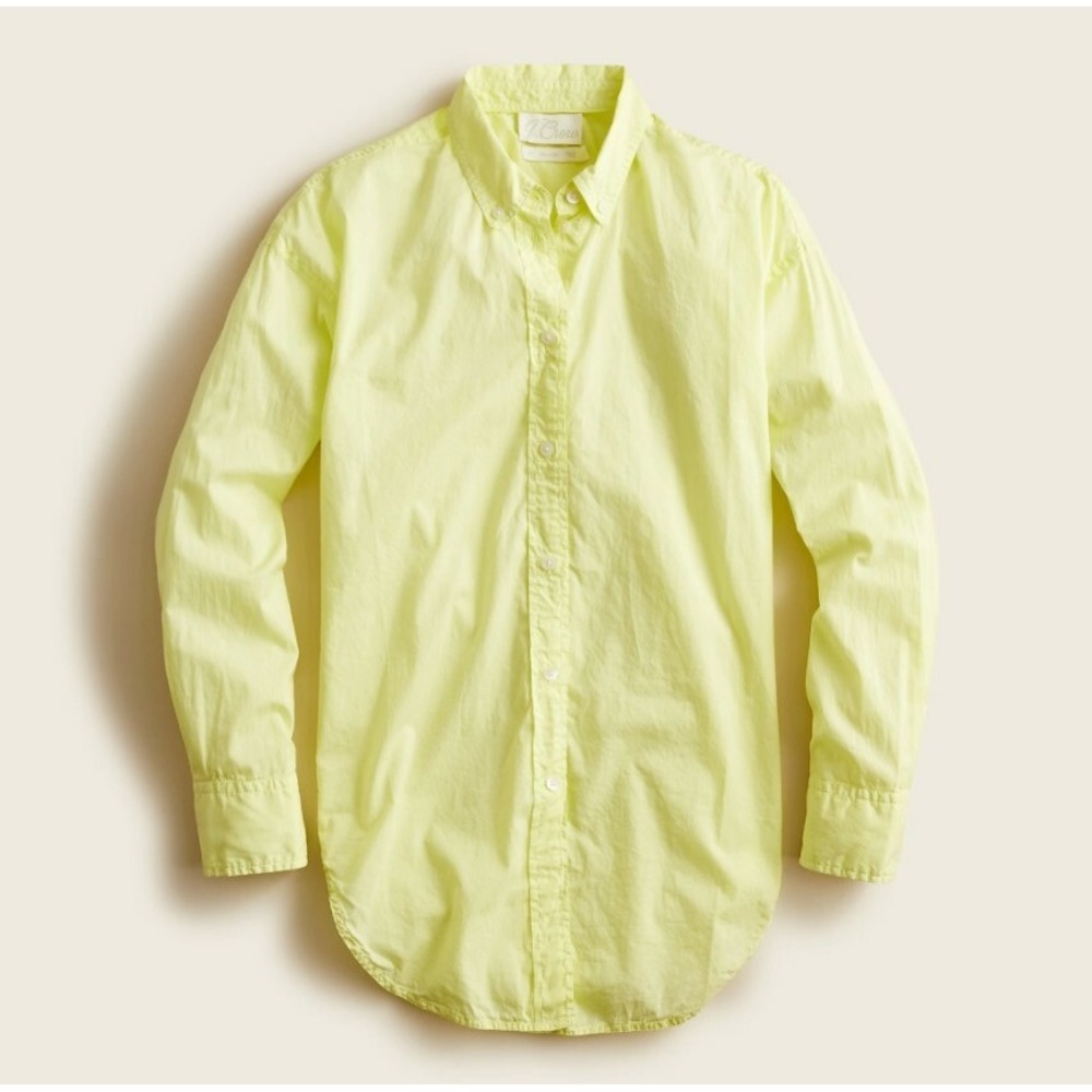 J Crew NEW Womens Size 4 Yellow Relaxed Fit Dyed Lightweight Poplin Shirt Cotton
